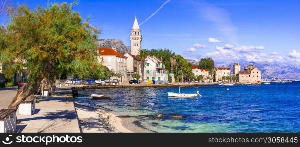 Idyllic coastal villages in Croatia. Scenic Kastella in Dalmatia, beautiful Kastel Novi village