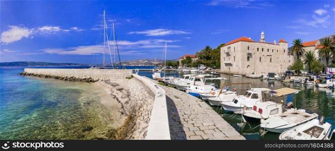 Idyllic coastal villages in Croatia. Scenic Kastella in Dalmatia. Kastel Luksic village with charming marine