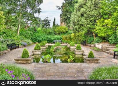 Idyllic Imola Garden in Colchester in spring, Essex, England, United Kingdom.