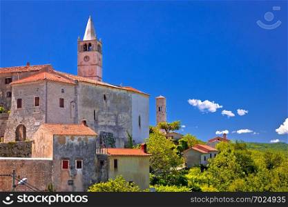 Idyllic istrian stone village of Plomin on green hill view, Istria region of Croatia