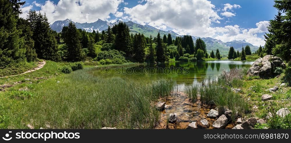 idyllic mountain lake landscape in the Swiss Alps