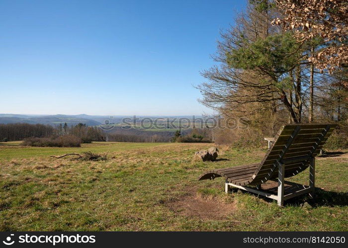 Idyllic panoramic landscape along the Eifel hiking trails close to the Moselle river, Alken, Germany