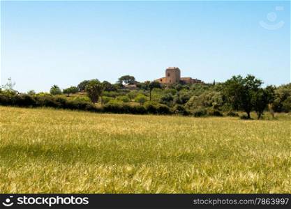Idyllic Spanish Countryside with Old Village Buildings