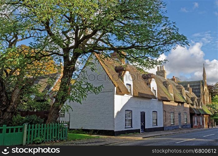 Idyllic thatched cottages in a UK market town