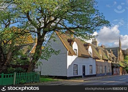 Idyllic thatched cottages in a UK market town