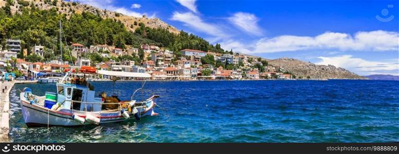 Idyllic traditional fishing villages of Greece - beautiful Lagkada in Chios island