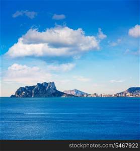 Ifach Penon view of calpe from Moraira in Mediterranean Alicante at Spain