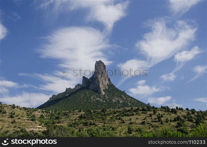 igh and steep rocky under cloudy blue skies,Eskisehir/TURKEY