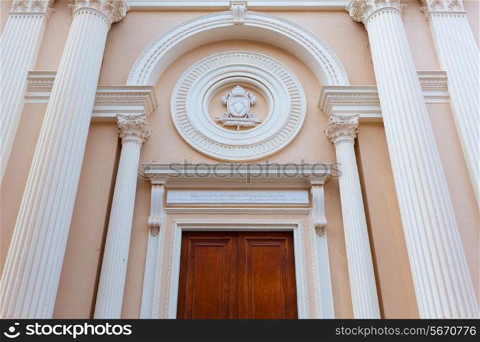 Iglesia de la Caridad of Cartagena church door facade at spain