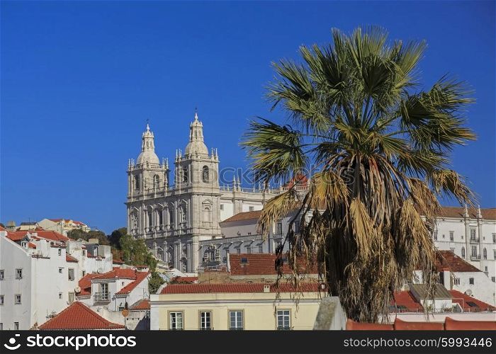 Igreja de Sao Vicente de For a in Lisbon and house roofs, Portugal&#xA;