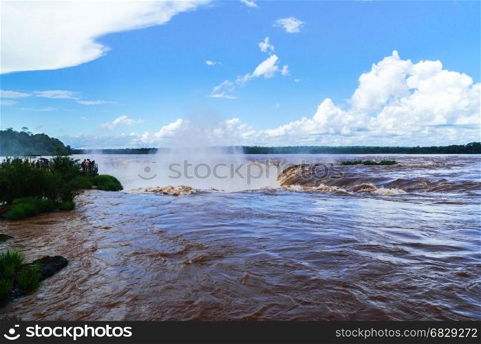 Iguazu Falls at the Argentinean border during month of the rain
