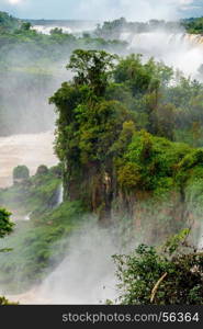 iguazu falls national park. tropical waterfalls and rainforest landscape. iguazu falls