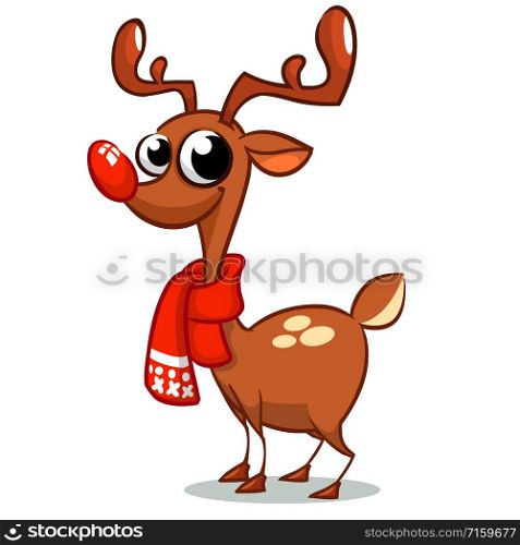 Iillustration of a happy cartoon Christmas Reindeer with scarf. Vector character