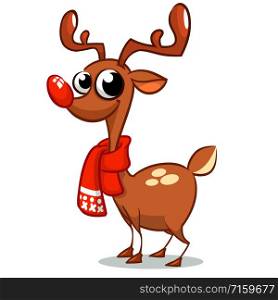 Iillustration of a happy cartoon Christmas Reindeer with scarf. Vector character
