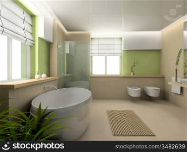 Iinterior of modern bathroom. 3D render