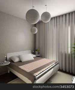 Iinterior of modern bedroom. 3D render