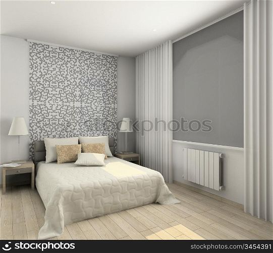Iinterior of modern bedroom. 3D render