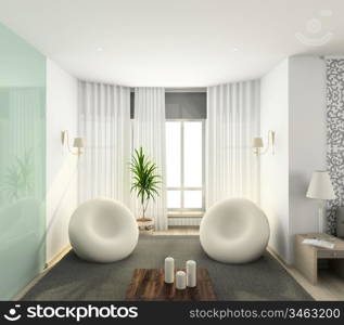 Iinterior of modern bedroom. 3D render