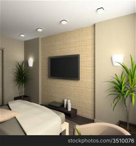 Iinterior of modern bedroom. 3D render
