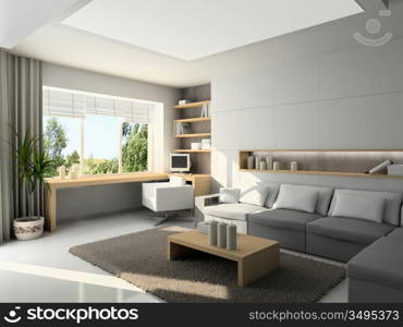 Iinterior of modern living-room. 3D render