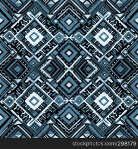 Ikat ornament. Tribal design with chevron ornaments. Seamless pattern in Aztec style. Hand Drawn folklore pattern. Tribal Ikat ornament.