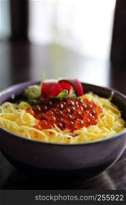 ikura don caviar on rice Japanese food