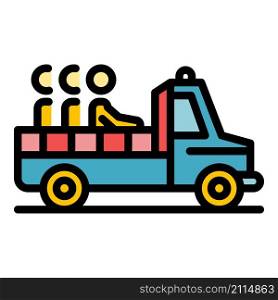 Illegal immigrants pickup icon. Outline illegal immigrants pickup vector icon color flat isolated. Illegal immigrants pickup icon color outline vector