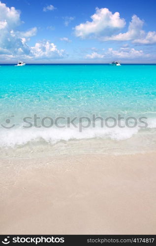 Illetes Formentera East tanga beach with tropical turquoise Mediterranean sea