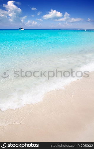 Illetes Formentera East tanga beach with tropical turquoise Mediterranean sea