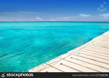 Illetes illetas beach wooden pier turquoise sea Formentera Balearic islands Mediterranean