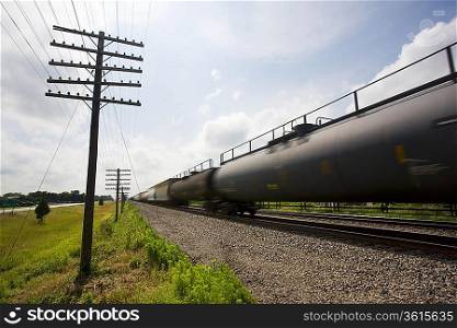 Illinois, USA, freight train in motion