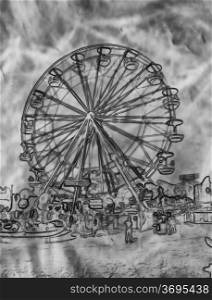 Illistrated Abstract Black and White Ferris Wheel
