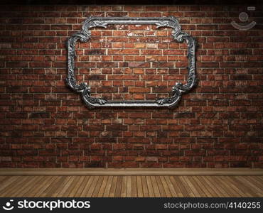 illuminated brick wall and frame made in 3D