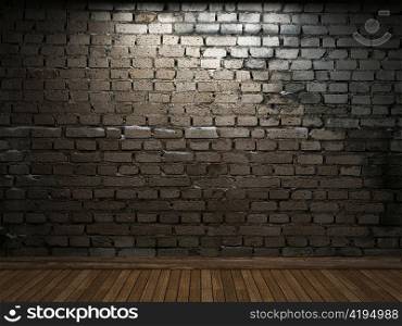 illuminated brick wall made in 3D graphics
