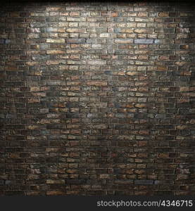 illuminated brick wall made in 3D graphics