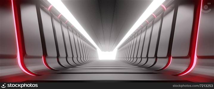 Illuminated corridor abstract tunnel. 3d illustrations
