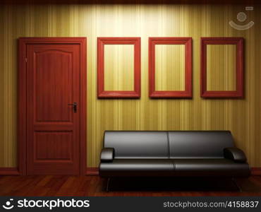 illuminated fabric wallpaper and door made in 3D