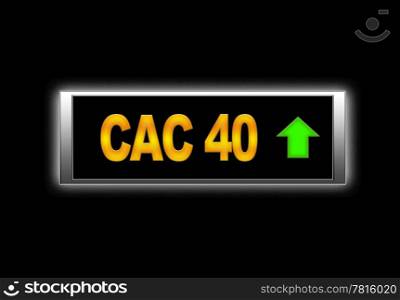 Illuminated sign with Cac 40 positive.