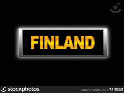Illuminated sign with Finland.