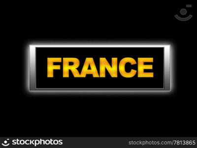 Illuminated sign with France.