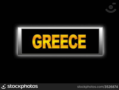 Illuminated sign with Greece.