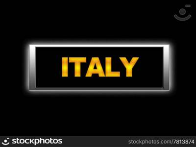 Illuminated sign with Italy.