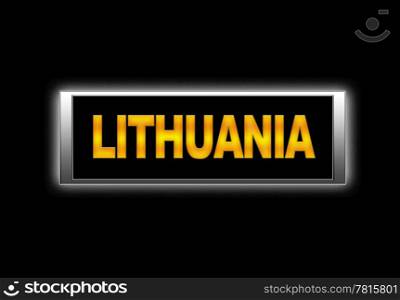 Illuminated sign with Lithuania.