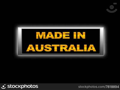 Illuminated sign with Made in Australia.
