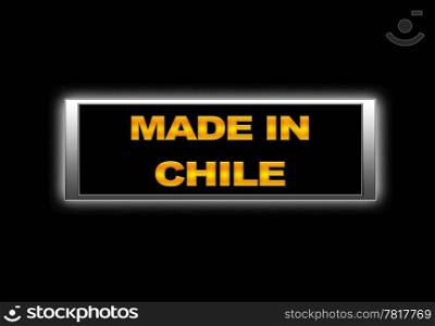 Illuminated sign with Made in Chile.