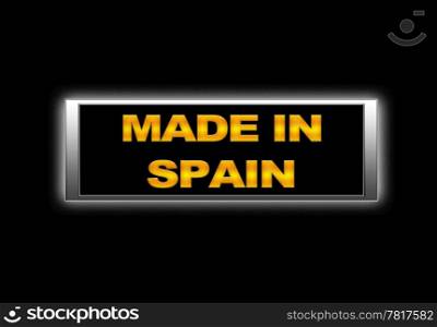 Illuminated sign with Made in Spain.