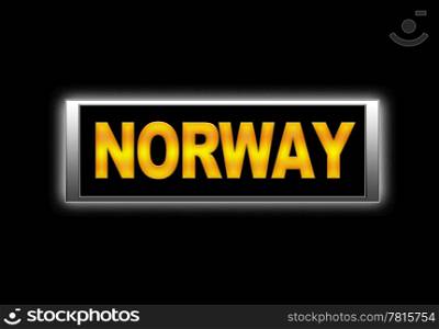 Illuminated sign with Norway.