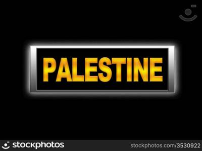 Illuminated sign with Palestine.