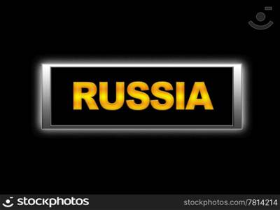 Illuminated sign with Russia.