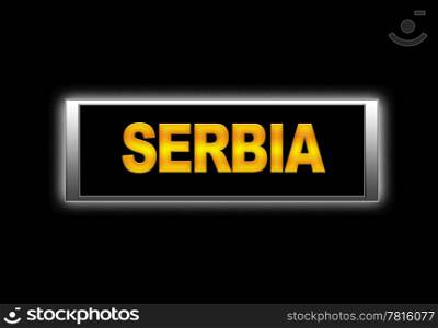 Illuminated sign with Serbia.